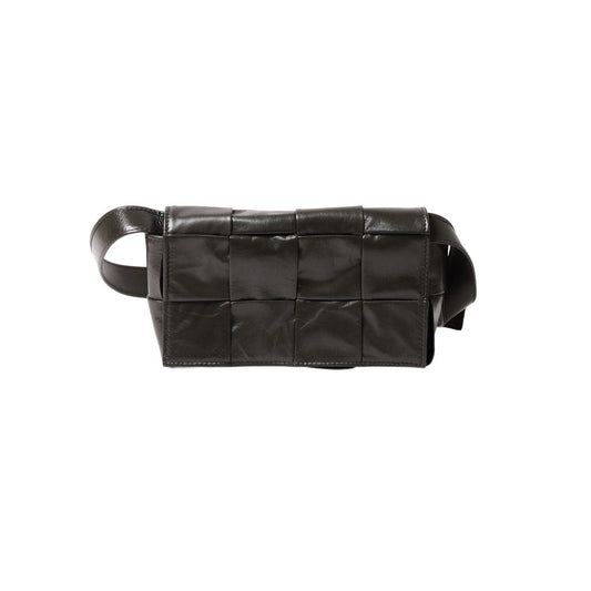 BOTTEGA VENETA BV 墨綠編織牛皮磁釦斜背包