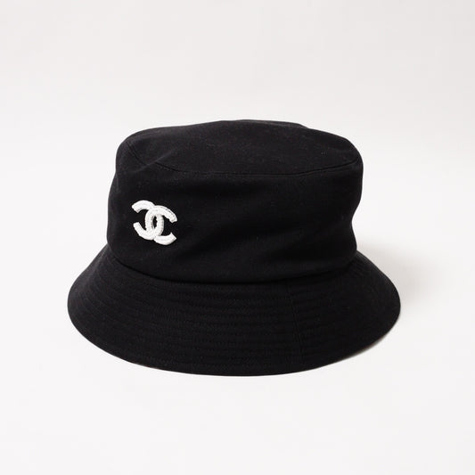 CHANEL 經典雙C珠珠漁夫帽 黑色