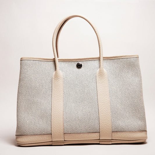 Hermès Garden Party 30cm 花園派對包 大象灰/米白色