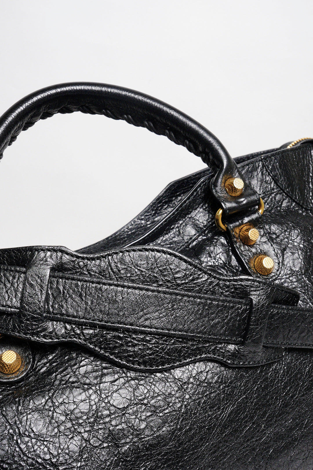 Balenciaga City中號 黑金機車包
