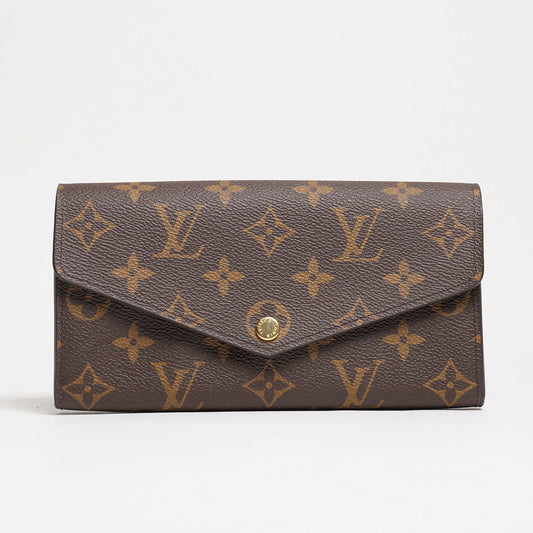 LOUIS VUITTON 老花長夾 Monogram帆布內裡拚色信封式長夾(紅色)