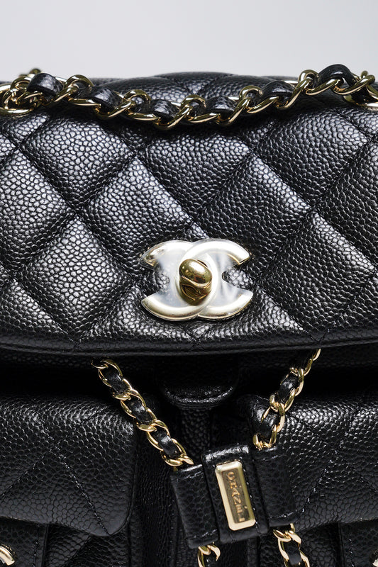 CHANEL 黑金雙肩包 青蛙包 小號