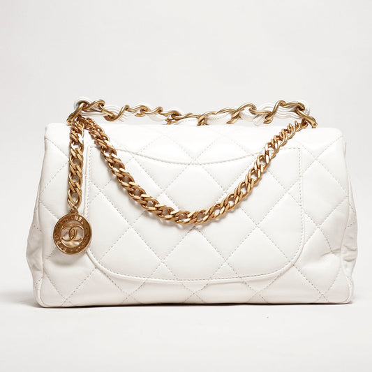CHANEL 菱格羊皮金鍊斜背包