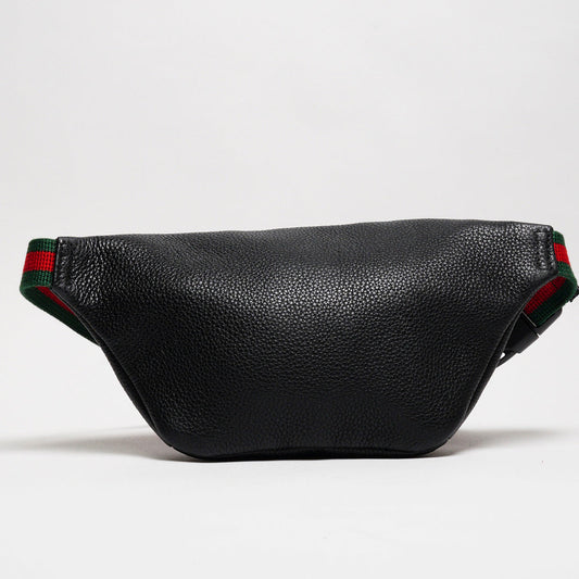 Gucci 綠紅背帶 胸/腰包 小號(黑色)