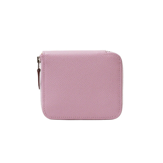 Hermès Silk In Compact Epsom小牛皮絲巾零錢包 葵花粉-Z刻