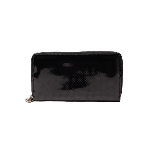 Alexander McQueen Black Patent LeatherZip 長夾錢包