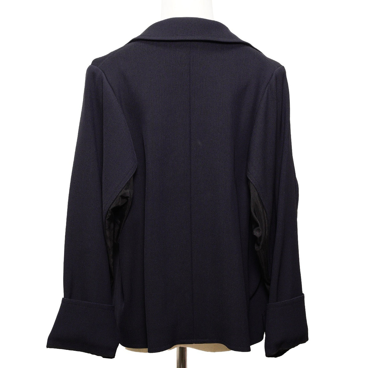 Balenciaga 短版立體剪裁翻領西裝外套 藍黑色