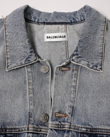 Balenciaga 水洗抽鬚破壞牛仔外套 淺藍色