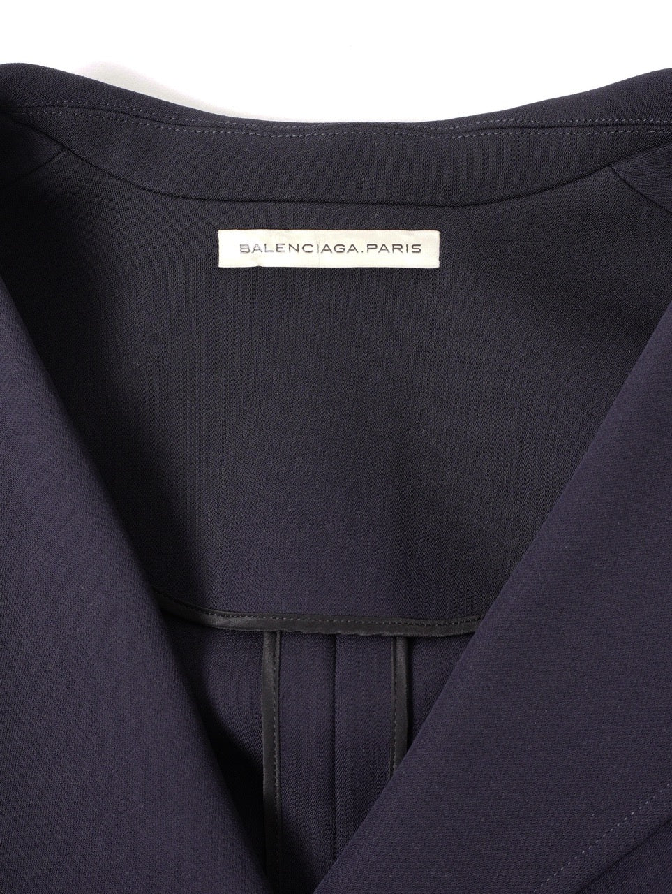 Balenciaga 短版立體剪裁翻領西裝外套 藍黑色