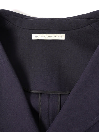 Balenciaga 短版立體剪裁翻領西裝外套 藍黑色