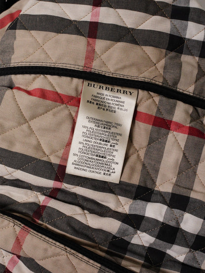 Burberry 黑色菱格紋鋪棉立領外套