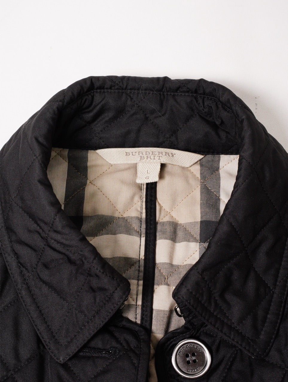 Burberry 黑色菱格紋鋪棉立領外套