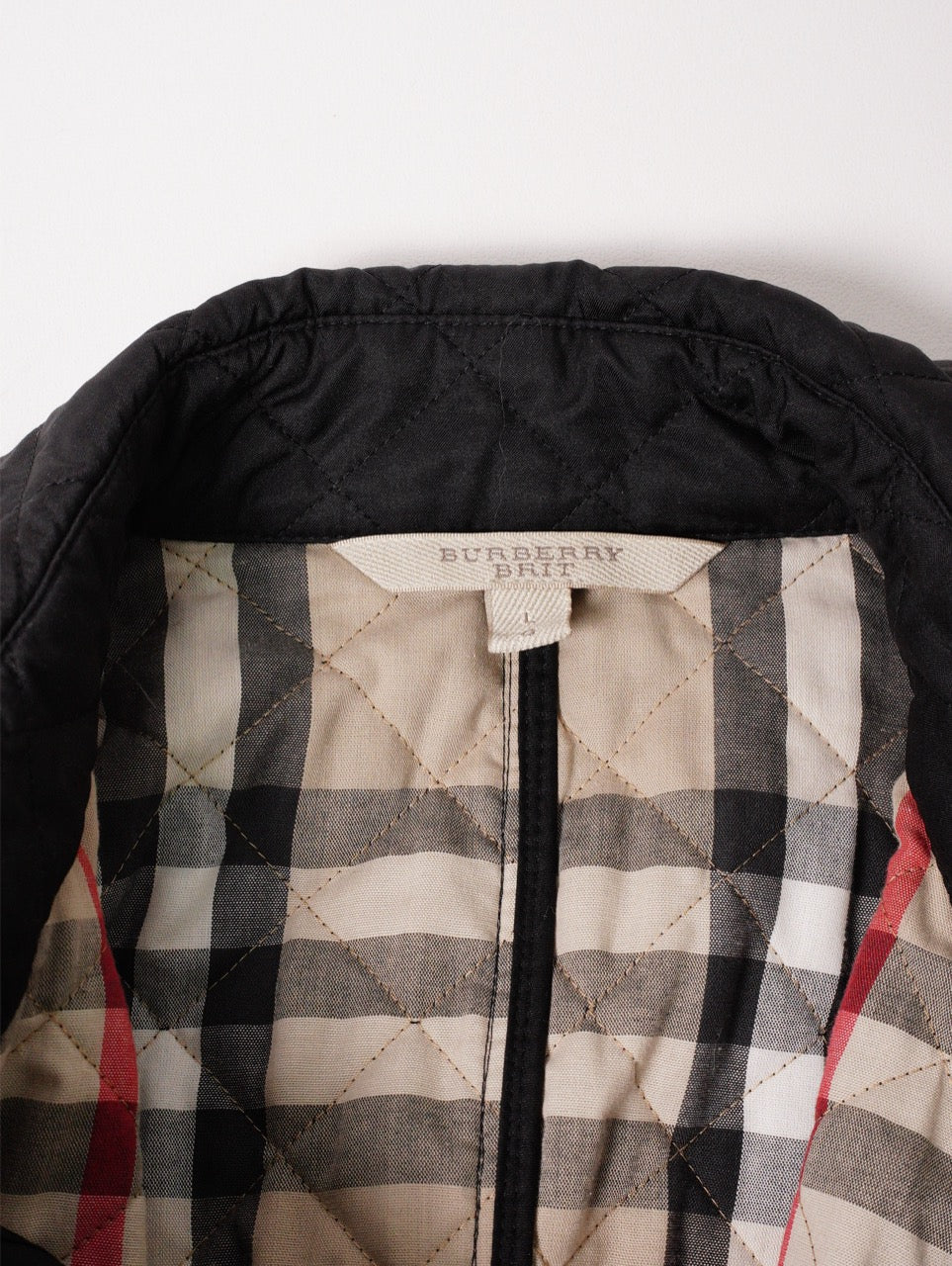 Burberry 黑色菱格紋鋪棉立領外套