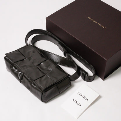 BOTTEGA VENETA BV 墨綠編織牛皮磁釦斜背包