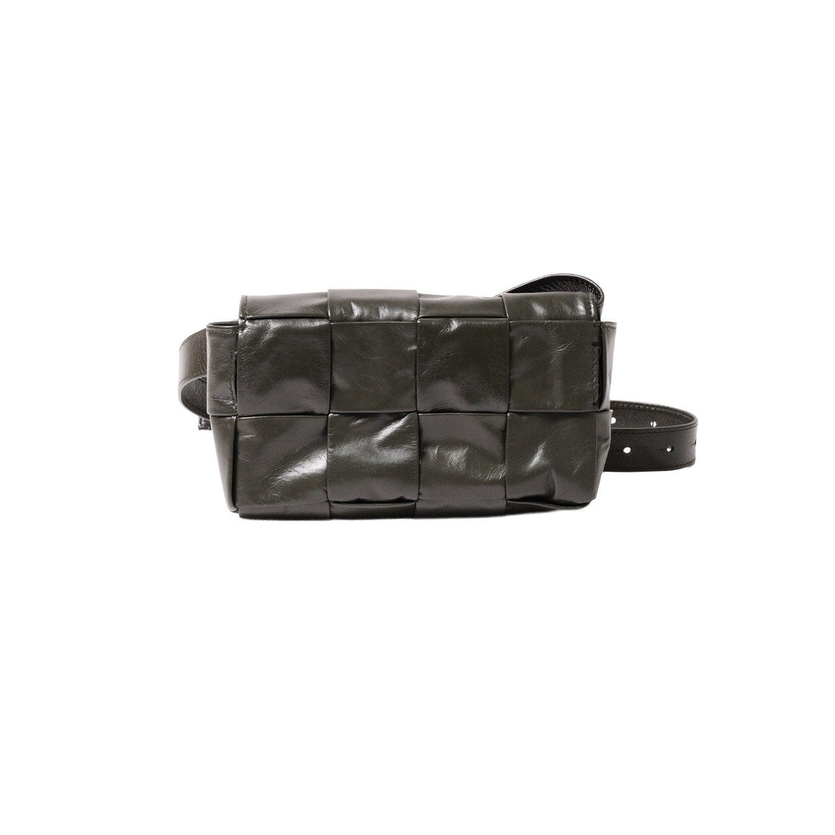 BOTTEGA VENETA BV 墨綠編織牛皮磁釦斜背包