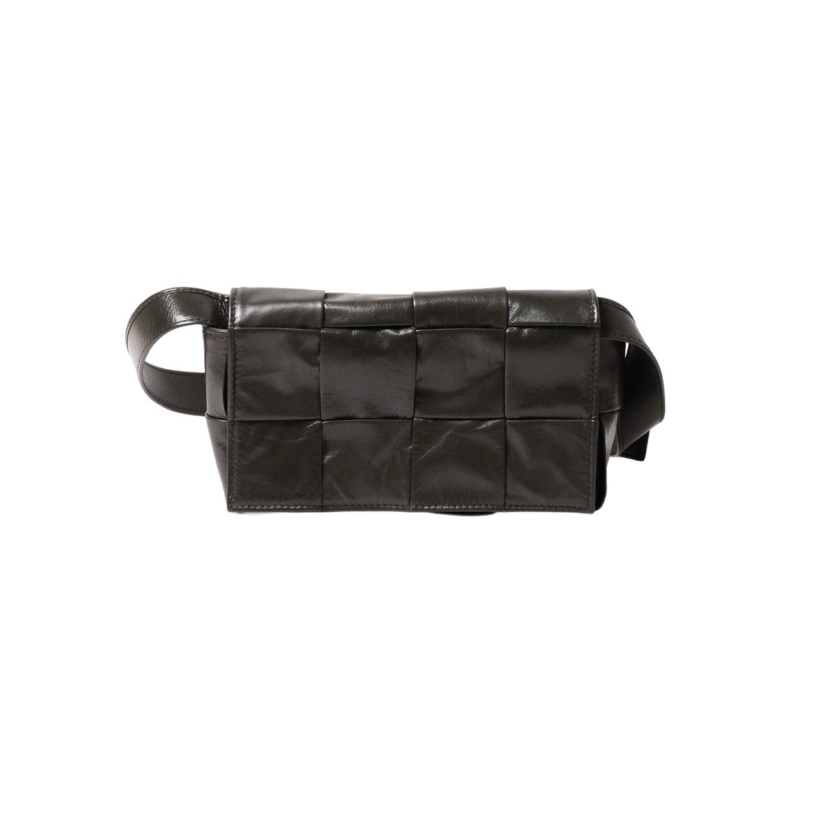 BOTTEGA VENETA BV 墨綠編織牛皮磁釦斜背包