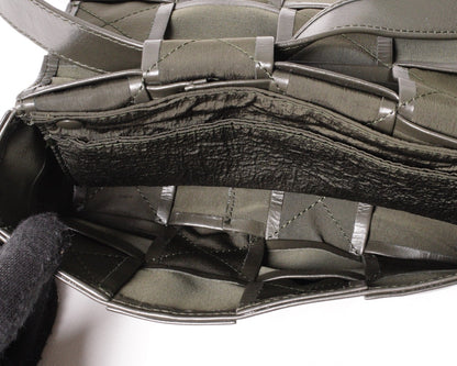 BOTTEGA VENETA BV 墨綠編織牛皮磁釦斜背包