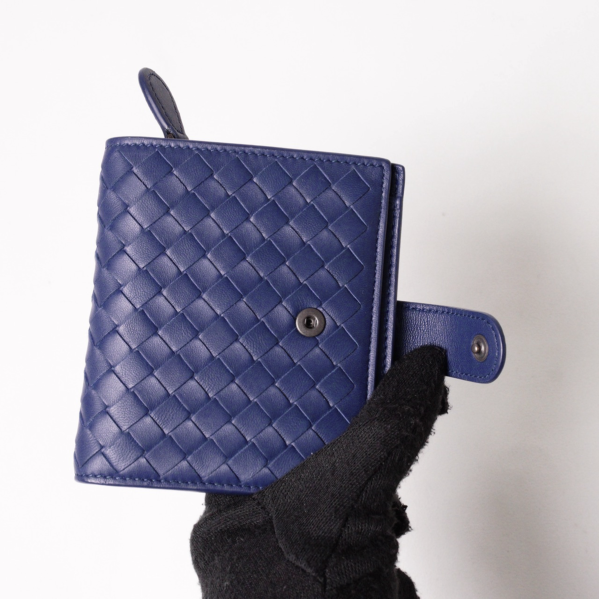 BOTTEGA VENETA BV 經典釦式零錢短夾 藍紫色