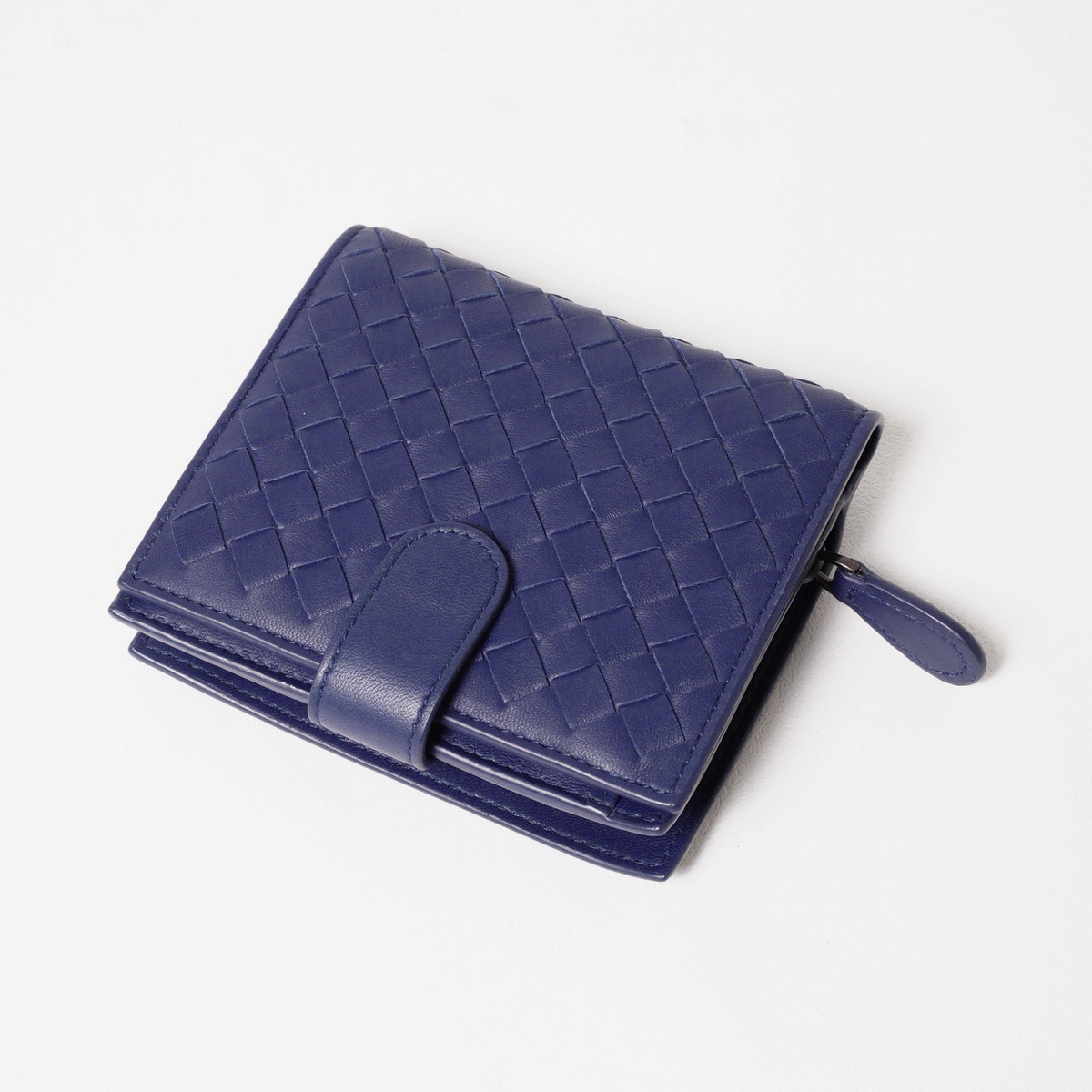 BOTTEGA VENETA BV 經典釦式零錢短夾 藍紫色