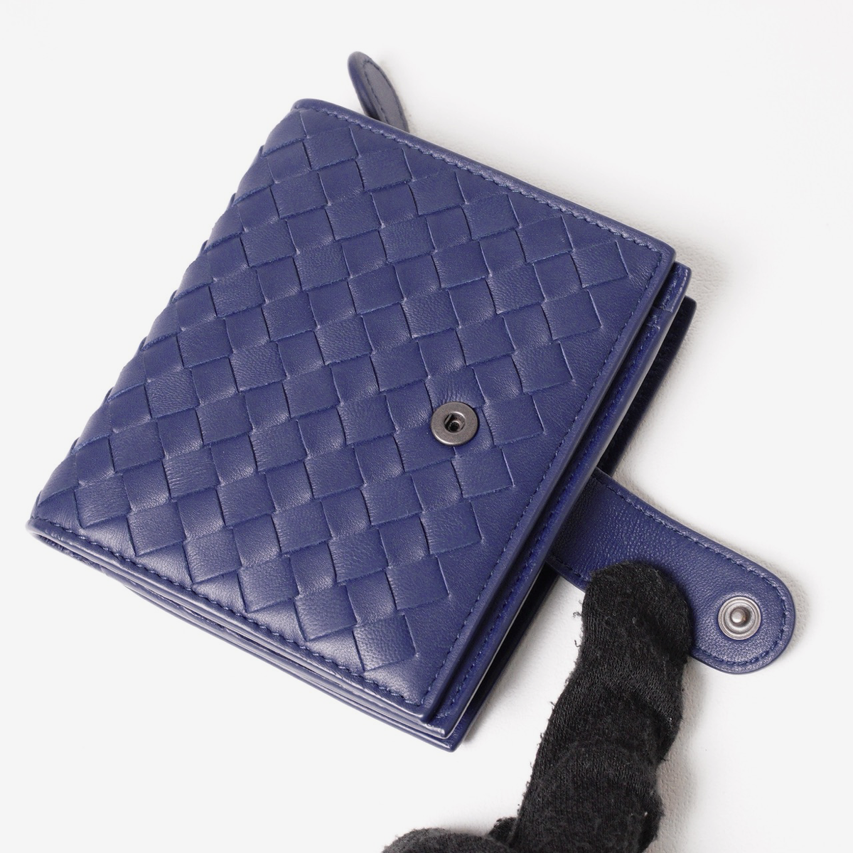 BOTTEGA VENETA BV 經典釦式零錢短夾 藍紫色