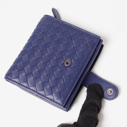 BOTTEGA VENETA BV 經典釦式零錢短夾 藍紫色