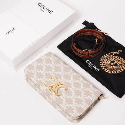 CELINE Multipochette Triomphe 標誌印花 雙背帶包