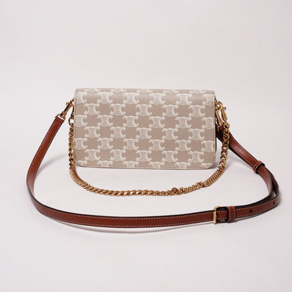 CELINE Multipochette Triomphe 標誌印花 雙背帶包