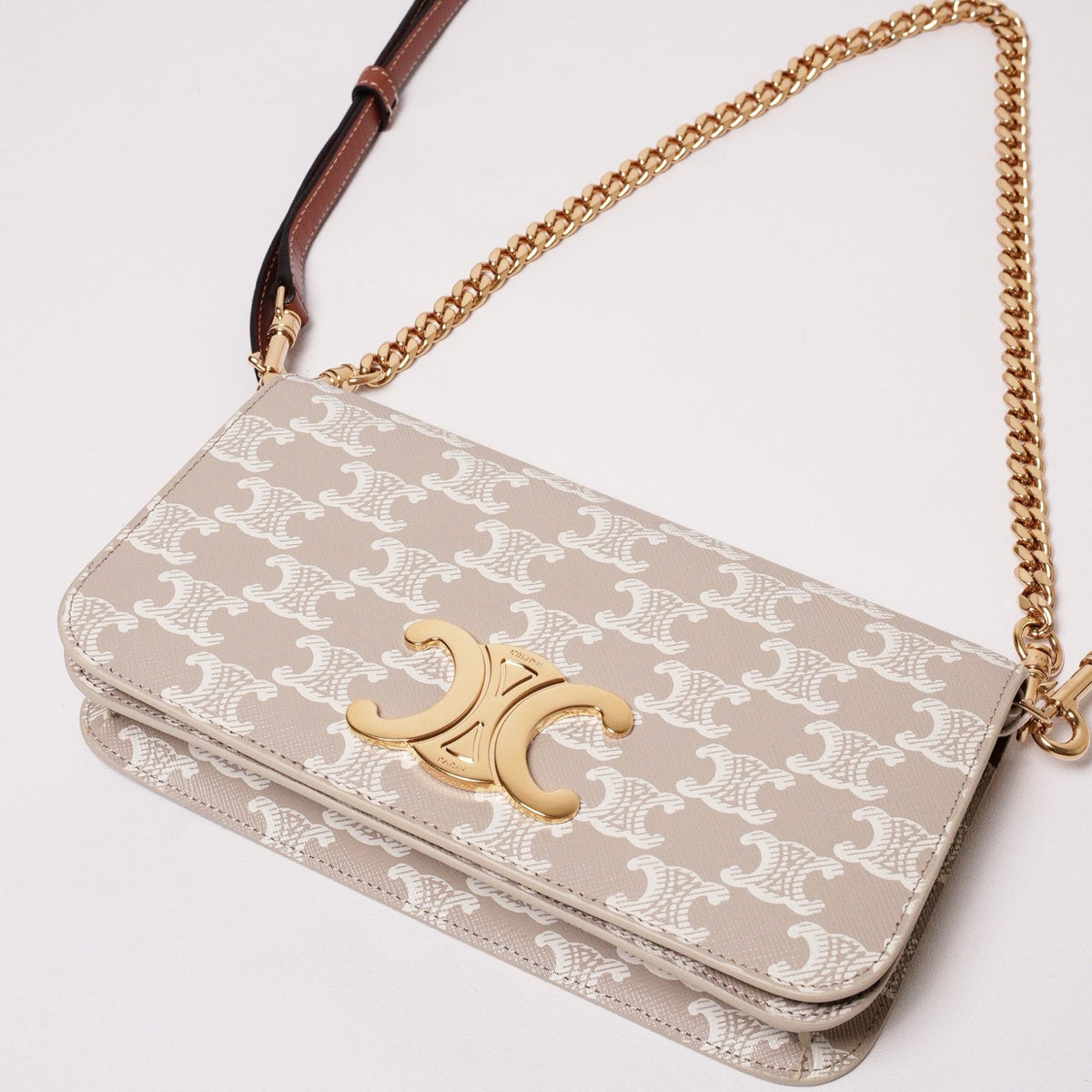 CELINE Multipochette Triomphe 標誌印花 雙背帶包