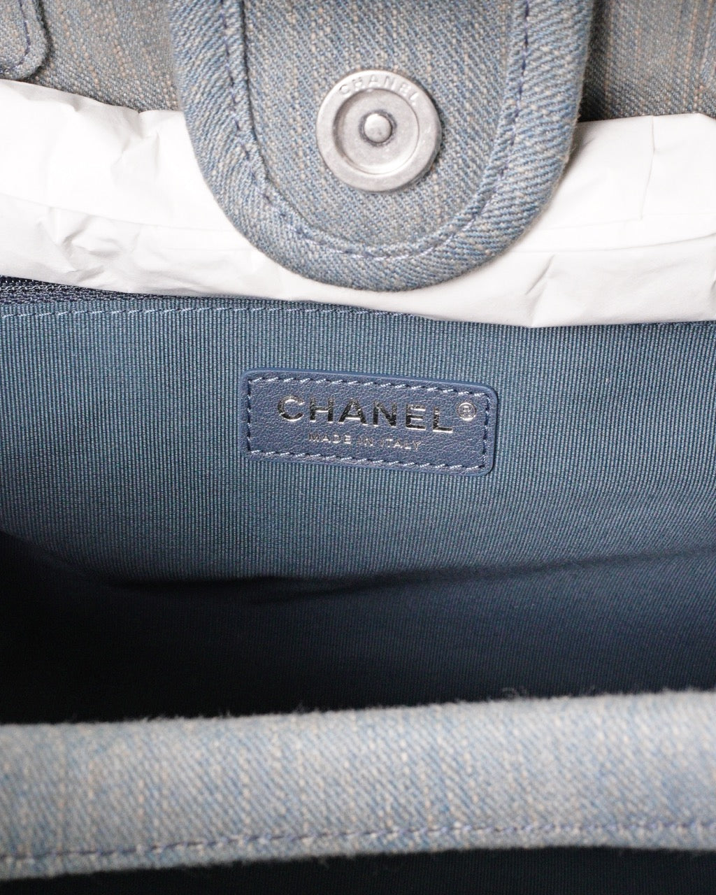 Chanel Deauville 單寧仿舊海灘包 藍色