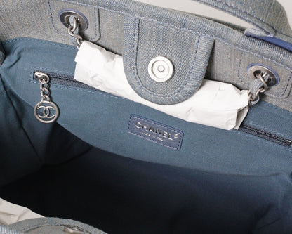 Chanel Deauville 單寧仿舊海灘包 藍色