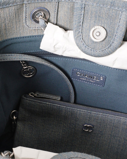 Chanel Deauville 單寧仿舊海灘包 藍色