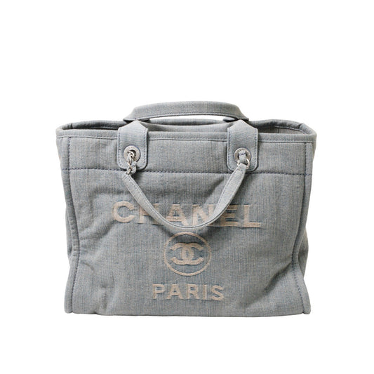 Chanel Deauville 單寧仿舊海灘包 藍色