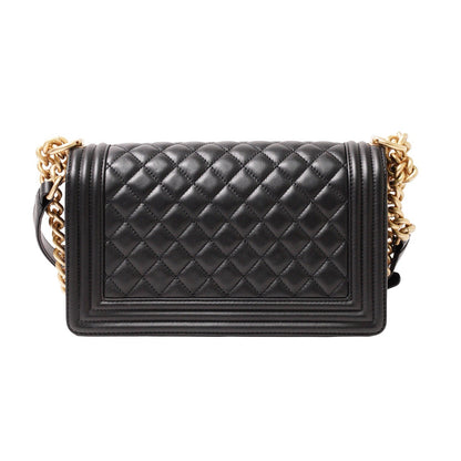 BOY CHANEL 經典金釦黑色小羊皮菱格紋