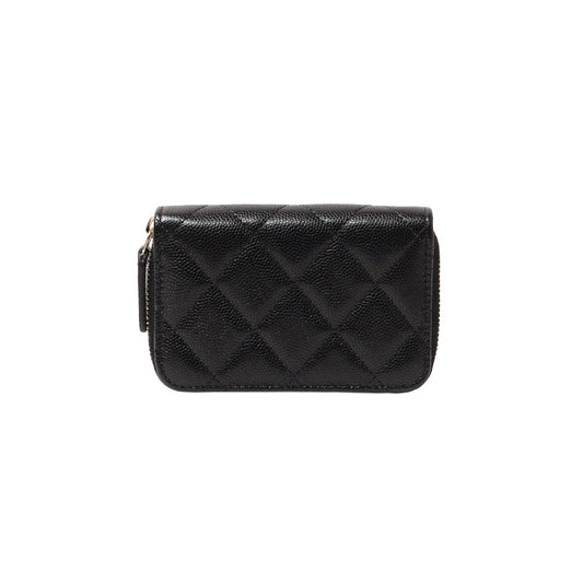 Chanel 經典CC水鑽LOGO 小牛皮ㄇ字拉鍊零錢包 2025年9月購買