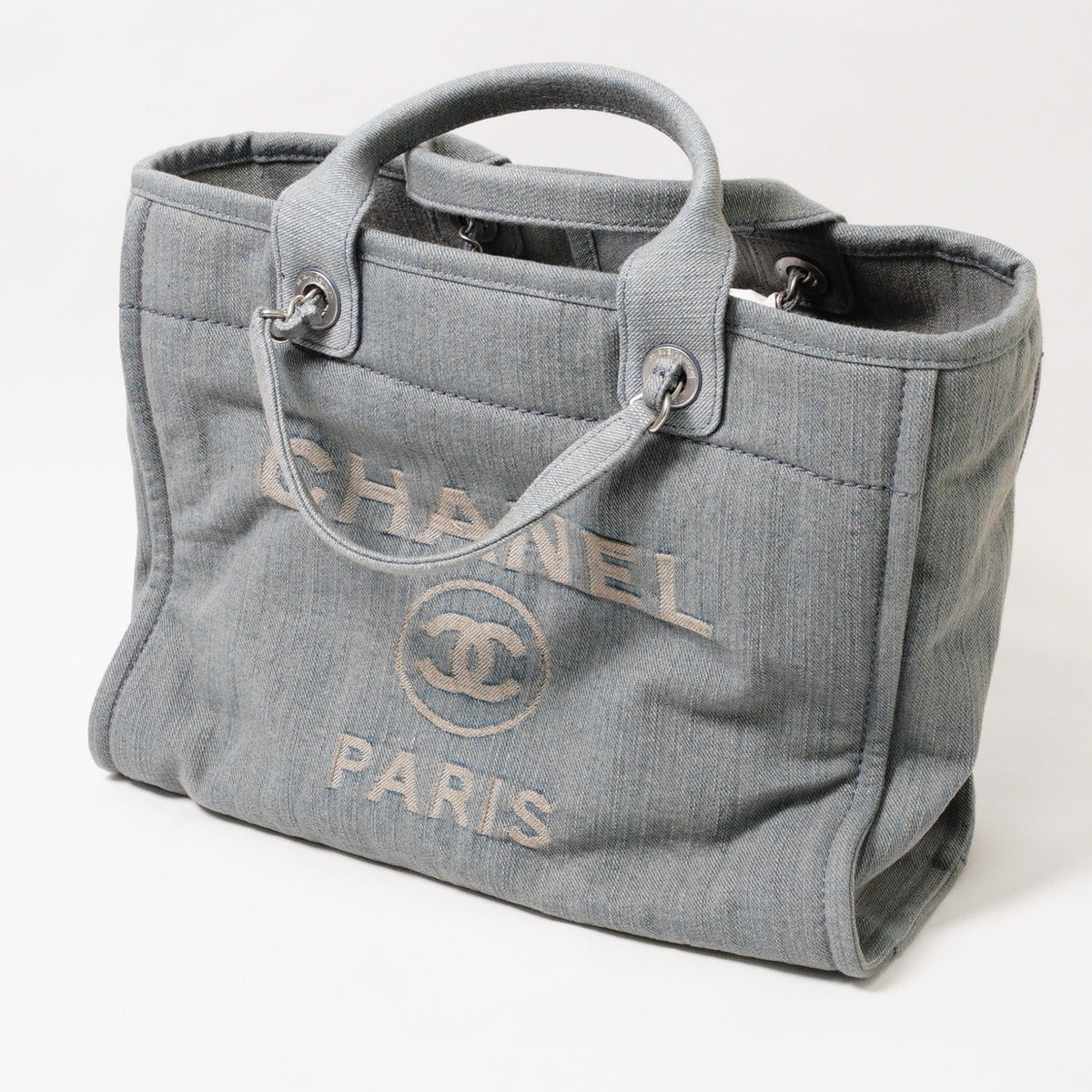 Chanel Deauville 單寧仿舊海灘包 藍色