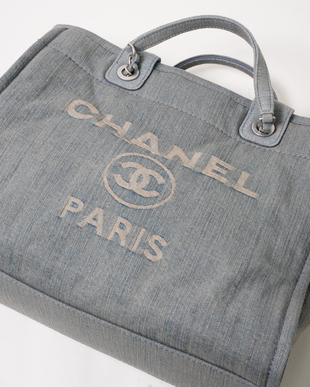 Chanel Deauville 單寧仿舊海灘包 藍色