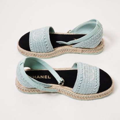 Chanel 小香草編鞋/涼鞋 湖綠色 23號
