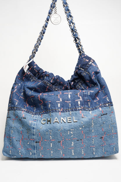 Chanel 23A 22bag 亮片牛仔流浪包（附小包）