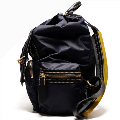 BURBERRY  The Rucksack Vintage 經典金色LOGO翻蓋中型後背包(藍色/M)