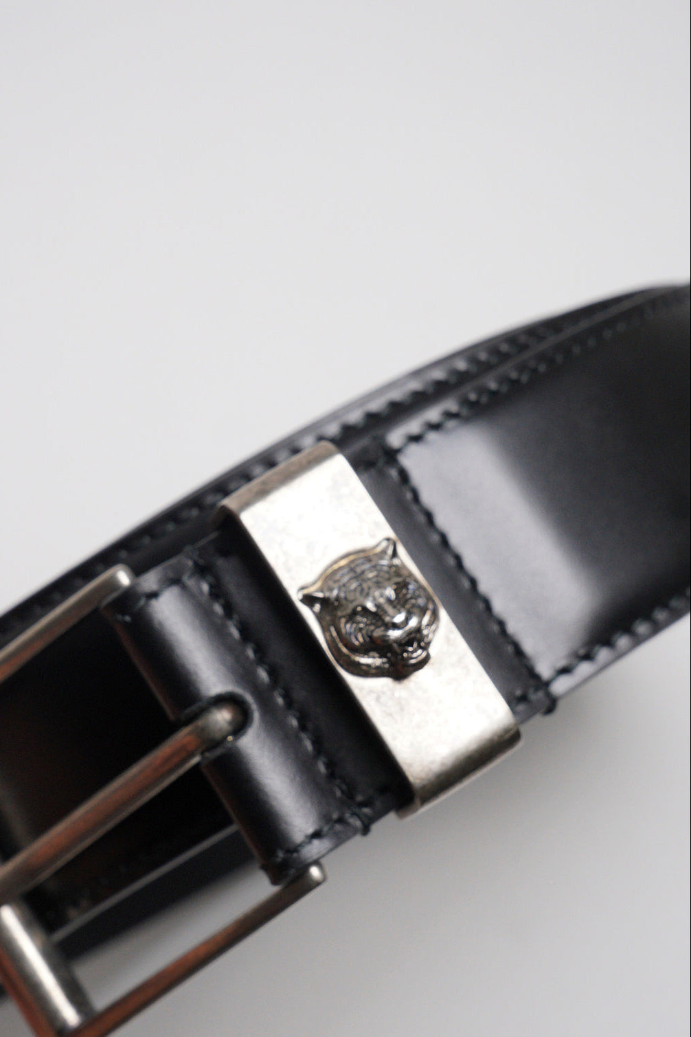 GUCCI 虎頭黑色皮帶