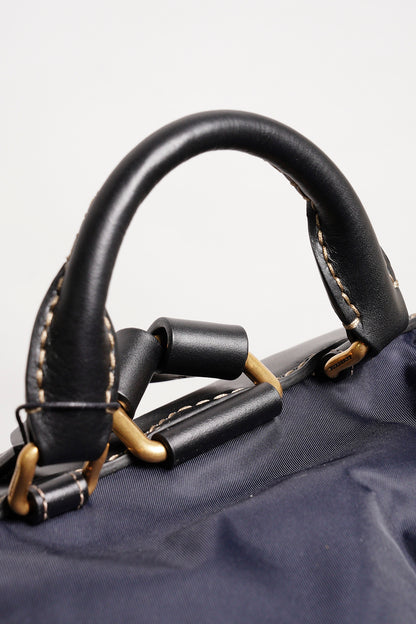 BURBERRY  The Rucksack Vintage 經典金色LOGO翻蓋中型後背包(藍色/M)