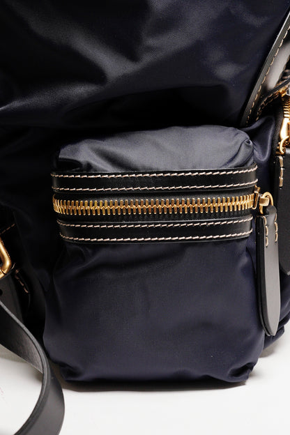 BURBERRY  The Rucksack Vintage 經典金色LOGO翻蓋中型後背包(藍色/M)