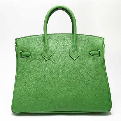 HERMES 愛馬仕 HERMÈS BAMBOU BIRKIN 25CM TOGO B刻 牛皮柏金包(1K 竹子綠/金釦)