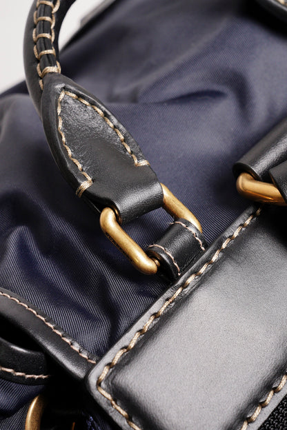 BURBERRY  The Rucksack Vintage 經典金色LOGO翻蓋中型後背包(藍色/M)