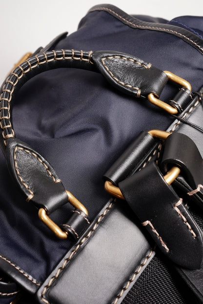 BURBERRY  The Rucksack Vintage 經典金色LOGO翻蓋中型後背包(藍色/M)
