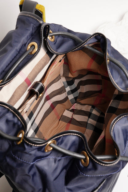 BURBERRY  The Rucksack Vintage 經典金色LOGO翻蓋中型後背包(藍色/M)