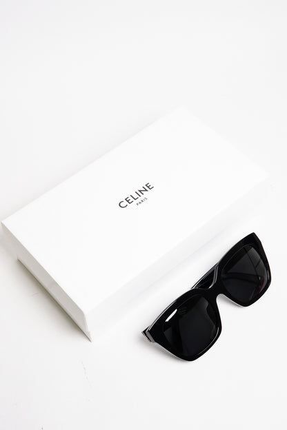 CELINE 亞洲版 時尚黑方框太陽眼鏡 CL40198F 01A 黑框深灰鏡片
