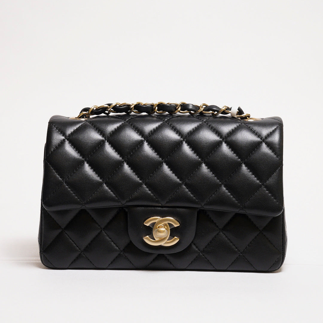 CHANEL 經典口蓋包 Mini CF20 - 黑金23開