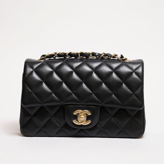 CHANEL 經典口蓋包 Mini CF20 - 黑金23開