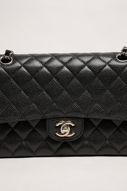 Chanel 香奈兒 荔枝皮黑銀CF25